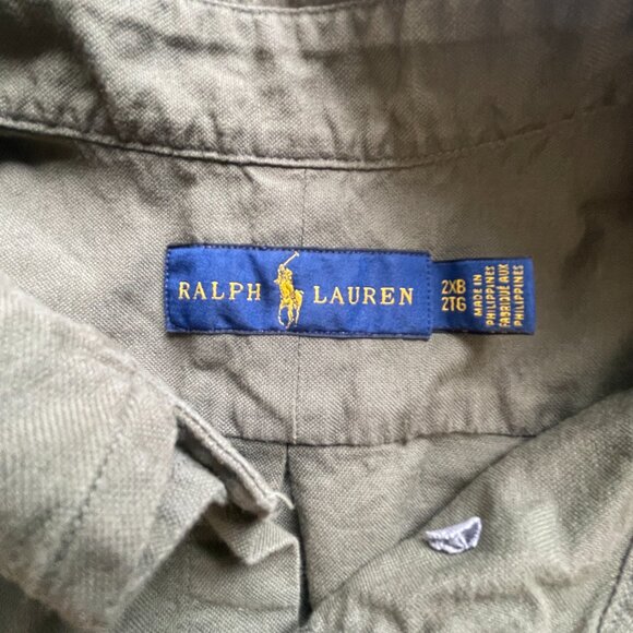 Polo Ralph Lauren Classic Fit Olive Green Button Down Long Sleeve, Size 2XB - Picture 3 of 5